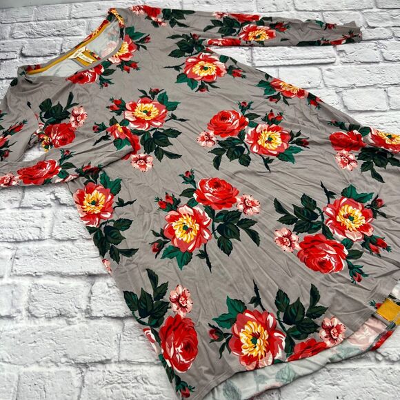 Matilda Jane Women I’m A Dreamer Bright Floral Midi Dress Long Sleeve Gray Large - Picture 1 of 9